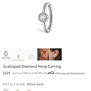 Maria Tash 6.5mm Scalloped Diamond Hoop Earring